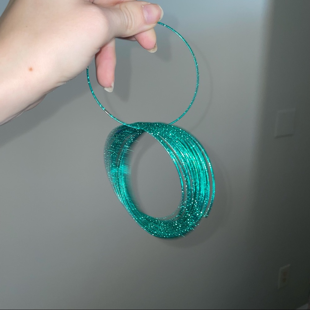 Interlocked Teal Bangle Bracelet - image 4